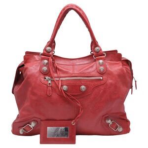 Balenciaga Giant Weekender Tote Bag in Burgundy Lamb Leather